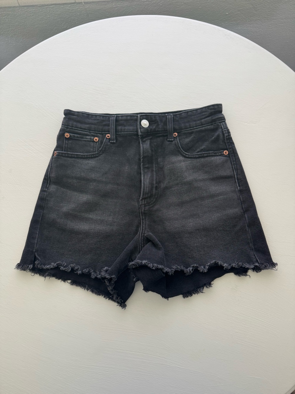 American Eagle Outfitters Black Frayed Hem Denim Shorts